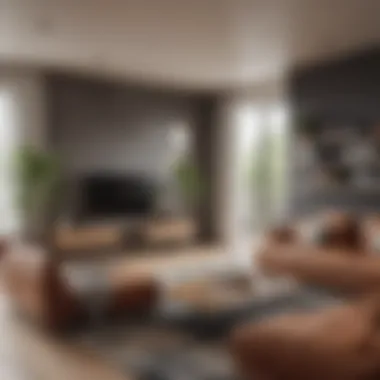 Cozy Living Area in a Modern Apartment A stylish one bedroom apartment showcasing a cozy living area