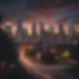Scenic view of Philadelphia skyline at dusk