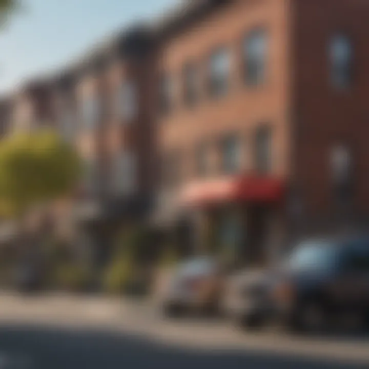 A vibrant street view of Sunnyside filled with rental opportunities
