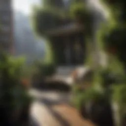 A lush balcony garden showcasing various plants and flowers