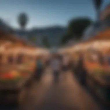 A bustling outdoor market in a diverse LA neighborhood