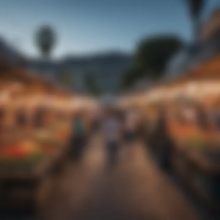 A bustling outdoor market in a diverse LA neighborhood