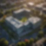An aerial view of the Northeastern Seattle Campus highlighting its modern architecture