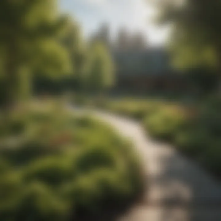 A scenic view of the campus green spaces, fostering community interaction