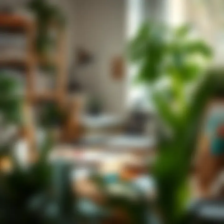 Cultivating Productivity in a Tidy Environment A well-organized workspace with plants and stationery