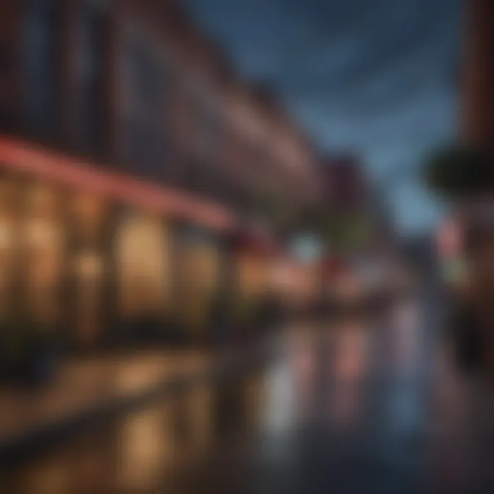 A bustling street scene highlighting the vibrant atmosphere of the district