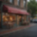 A vibrant street scene showcasing local cafes and shops in a Portland neighborhood.