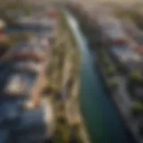 Aerial view of San Antonio showcasing the River Walk