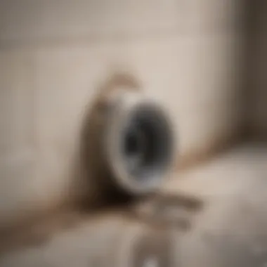 Clogged bathroom drain with debris