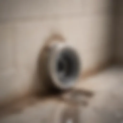 Clogged bathroom drain with debris