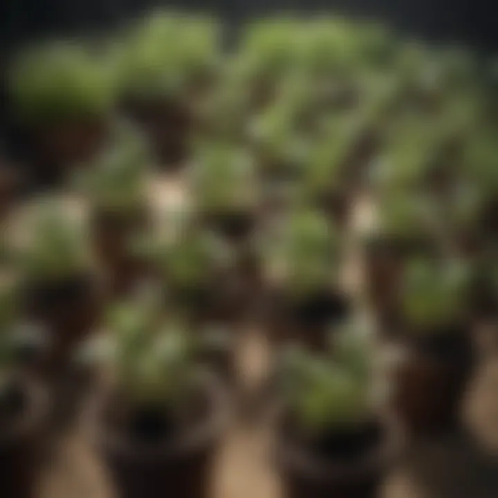 Diverse selection of vegetable seedlings ready to be planted in pots