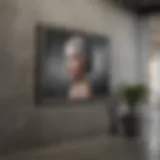 Elegant painting displayed on a concrete wall