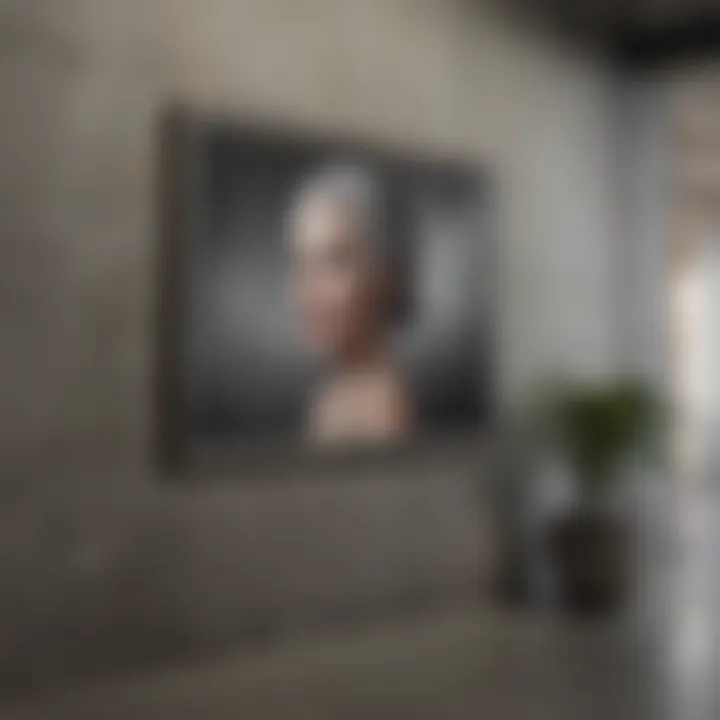 Elegant painting displayed on a concrete wall