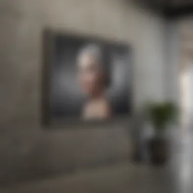 An Elegant Display of Art on Concrete Elegant painting displayed on a concrete wall
