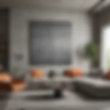 Modern Aesthetics: Art in a Concrete Setting A modern living room showcasing concrete wall art