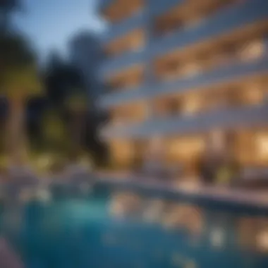 Luxurious amenities offered at Hollywood Heights Apartments including a pool and fitness center.