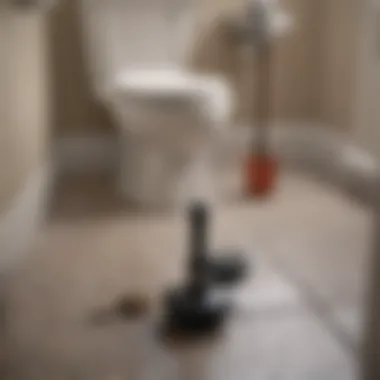 Essential Tools for Clearing Clogs A plunger resting beside a toilet, ready for use