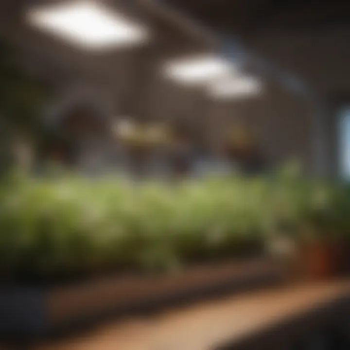 Energy-efficient grow light setup for an indoor herb garden