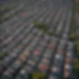 Aerial view of residential neighborhoods in Queens showcasing diverse architectural styles