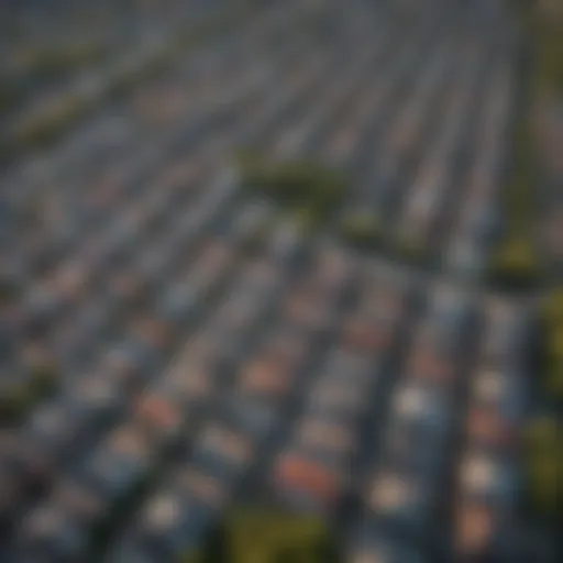 Aerial view of residential neighborhoods in Queens showcasing diverse architectural styles