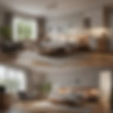 Comparative layout of a studio and one-bedroom apartment