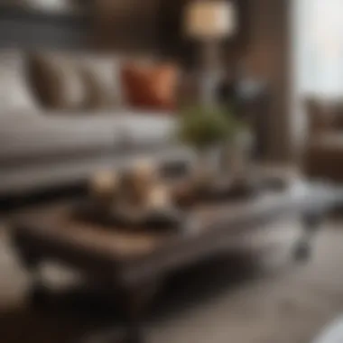 Coffee Table with Decorative Touches Elegant coffee table adorned with decorative accents