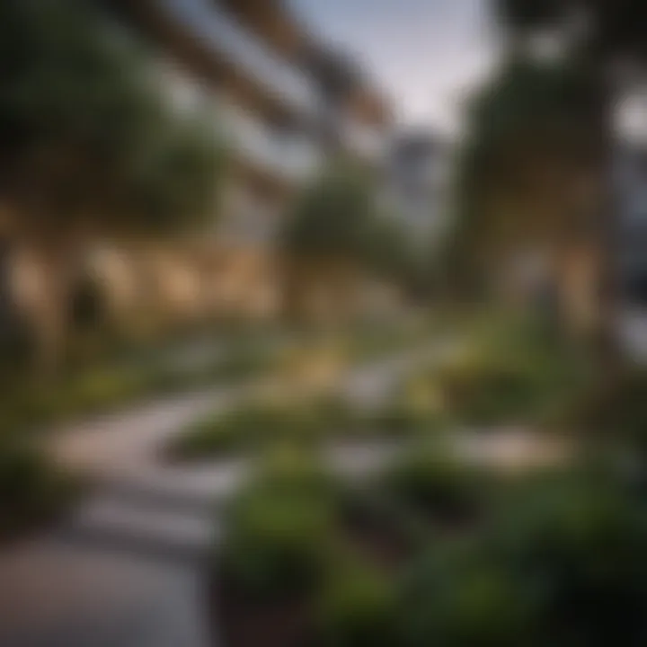 Beautifully landscaped surroundings of Magnolia at Bishop Arts Apartments emphasizing green spaces
