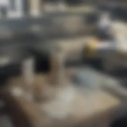 Cleaning supplies arranged neatly