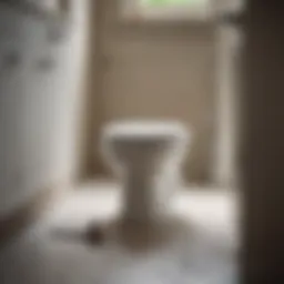 A plunger positioned next to a toilet, ready for action