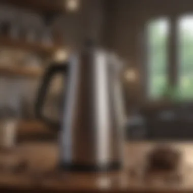 A coffee pot showing mineral buildup before cleaning