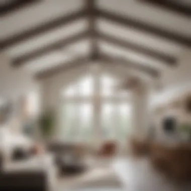 Stylish Ceiling Fan Enhancing Modern Vaulted Living Space Modern living space showcasing a stylish ceiling fan under a vaulted ceiling