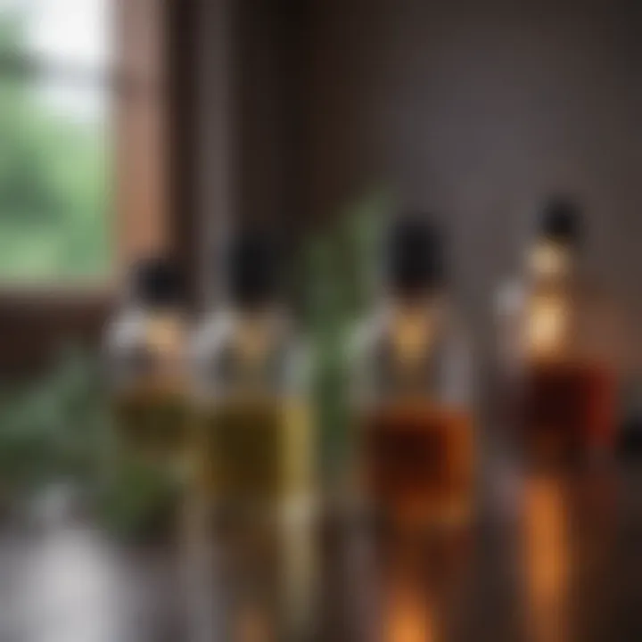 Essential oils in glass bottles for natural disinfection