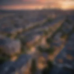 Aerial view of Portland skyline with residential buildings