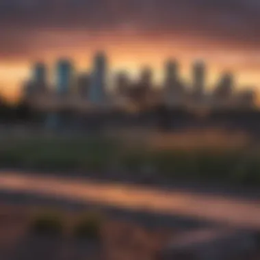 Stunning Denver Skyline at Sunset Stunning skyline view of Denver at sunset