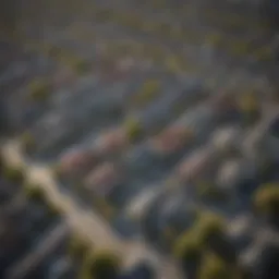 Aerial view of a bustling rental property market showcasing diverse residential buildings.