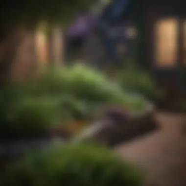 Vibrant Herb Garden with LED Lighting Vibrant herb garden illuminated by LED lights