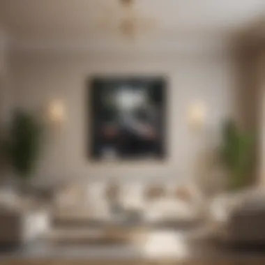 Art Display in a Stylish Living Space An elegantly decorated living room featuring artwork hung with appropriate hangers.