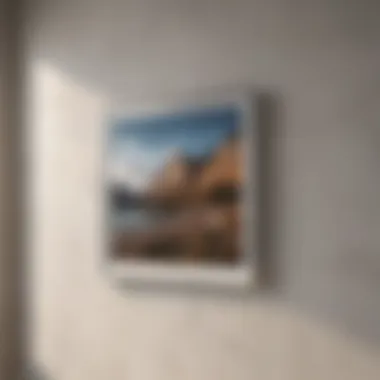 Close-up of a picture hanger installed in a plaster wall, showcasing its secure fit.