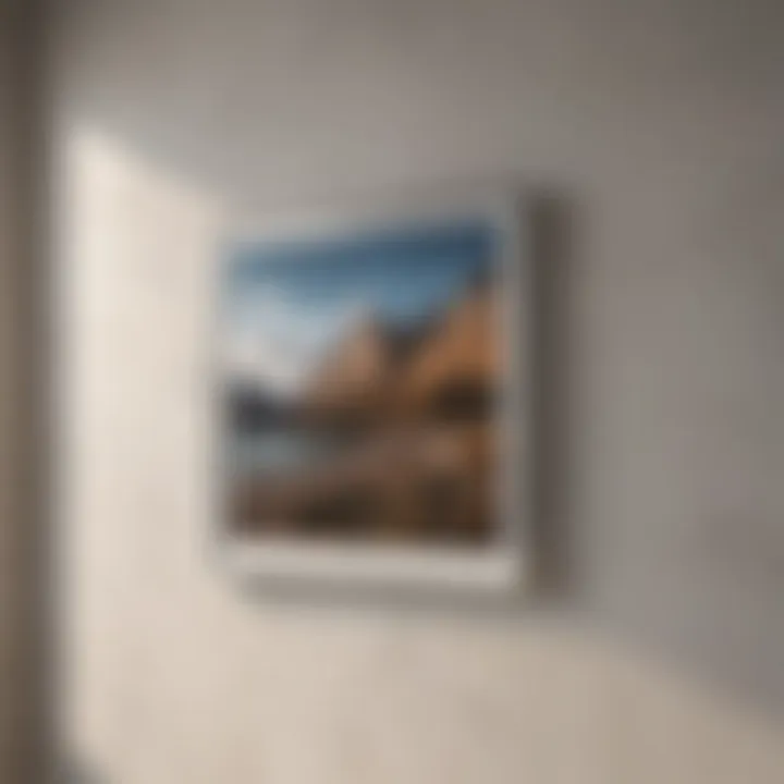 Close-up of a picture hanger installed in a plaster wall, showcasing its secure fit.