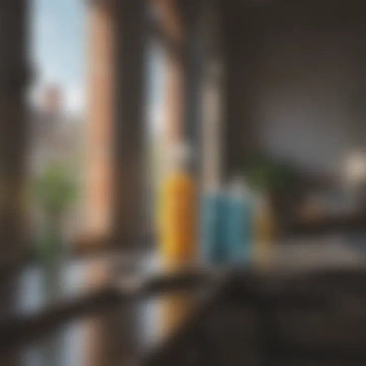 Eco-friendly cleaning agents lined up