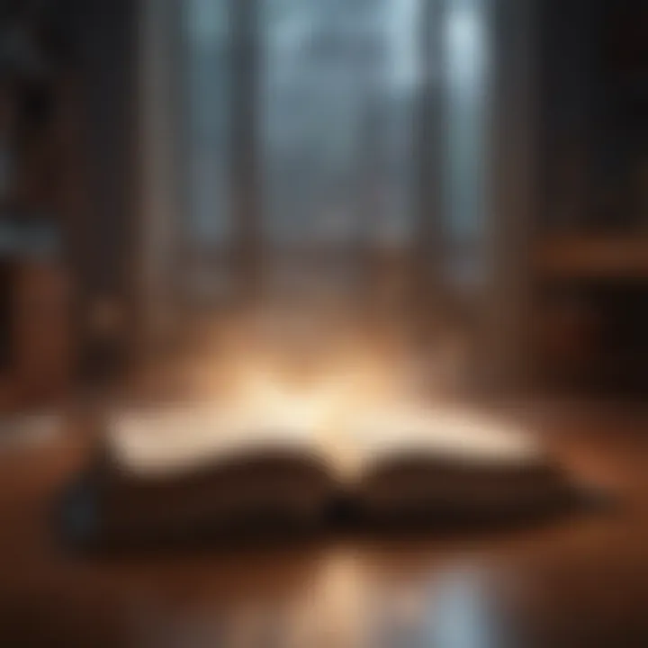 An open book with light emanating from it