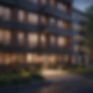 Urban Apartment Complex A modern urban apartment complex highlighting tenant living spaces.