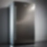 A sparkling stainless steel refrigerator reflecting light