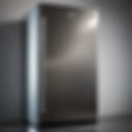 A sparkling stainless steel refrigerator reflecting light