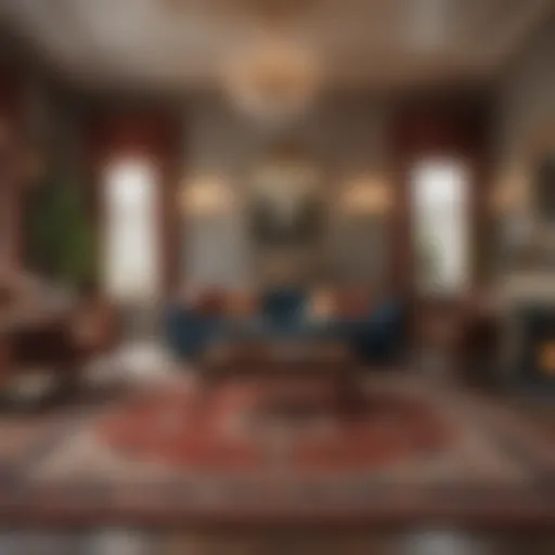 Luxurious large rug in a well-decorated living room