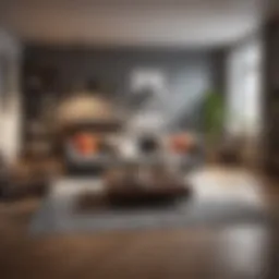 Interior view of a stylish studio apartment showcasing open space