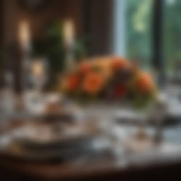 Sophisticated table decor featuring unique centerpiece and lighting