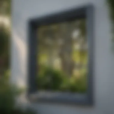 A pristine window reflecting natural light and surrounding greenery