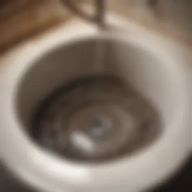 Clogged drain with visible debris