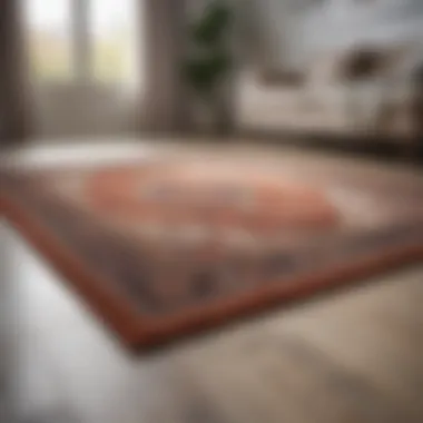 Freshly cleaned rug laid out to dry in a bright room